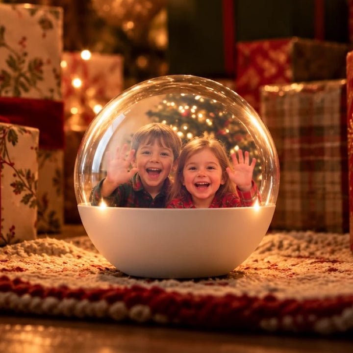 Heirloom Orb under the tree showing two kids waving
